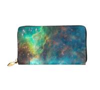 FEYUNYAN Unique Novelty Wallet for Women, Universe Galaxy Space Leather Wallet Organizer with Zippered Coin Pocket & Card Slots, RFID Blocking Slim Bifold Wallet for Daily Use Gift