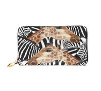 FEYUNYAN Unique Novelty Wallet for Women, Zebra Giraffe Leather Wallet Organizer with Zippered Coin Pocket & Card Slots, RFID Blocking Slim Bifold Wallet for Daily Use Gift