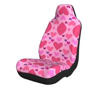 FEYUNYAN Universal Car Seat Covers For Cars, Suvs, Trucks, Pink Love Shape, Elastic Seat Protectors, Easy Install Comfortable Car Seat Covers For Vehicle Interior Protection, With Pocket, 2 Pcs