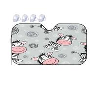 FEYUNYAN Universal Car Windshield Sun Shade For All Vehicles, Automotive Sun Visor, Cute Zebra Car Windshield Sunshade, Uv Protection Portable Sunscreen For Front Windscreen Cover, 130x70 cm