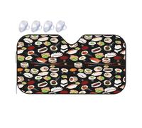 FEYUNYAN Universal Car Windshield Sun Shade For All Vehicles, Automotive Sun Visor, Japanese Sushi Black Car Windshield Sunshade, Uv Protection Portable Sunscreen For Front Windscreen Cover, 140x76 cm