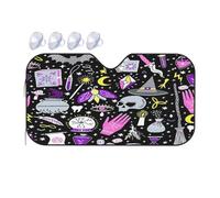 FEYUNYAN Universal Car Windshield Sun Shade For All Vehicles, Automotive Sun Visor, Magic Witch Bohemian Car Windshield Sunshade, Uv Protection Portable Sunscreen For Front Windscreen Cover, 140x76 cm