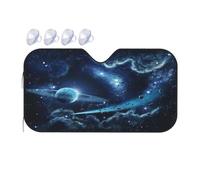 FEYUNYAN Universal Car Windshield Sun Shade For All Vehicles, Automotive Sun Visor, Moon Stars Planets Car Windshield Sunshade, Uv Protection Portable Sunscreen For Front Windscreen Cover, 140x76 cm