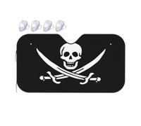 FEYUNYAN Universal Car Windshield Sun Shade For All Vehicles, Automotive Sun Visor, Pirate Flag Car Windshield Sunshade, UV Protection Portable Sunscreen For Front Windscreen Cover, 140x76 cm