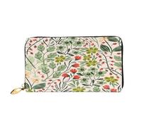 FEYUNYAN Women's Leather Long Wallet Organizer, Beautiful Flowers Ladies Purse, RFID Blocking Large Capacity Checkbook Holder, Multiple Card Slots Zipper Coin Purse Leather Women's Wallets