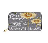 FEYUNYAN Women's Leather Long Wallet Organizer, Blackboard Bees Sunflowers Ladies Purse, RFID Blocking Large Capacity Checkbook Holder, Multiple Card Slots Zipper Coin Purse Leather Women's Wallets