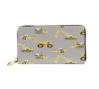 FEYUNYAN Women's Leather Long Wallet Organizer, Construction Trucks Ladies Purse, RFID Blocking Large Capacity Checkbook Holder, Multiple Card Slots Zipper Coin Purse Leather Women's Wallets