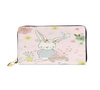 FEYUNYAN Women's Leather Long Wallet Organizer, Garden Bunny Ladies Purse, RFID Blocking Large Capacity Checkbook Holder, Multiple Card Slots Zipper Coin Purse Leather Women's Wallets