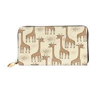 FEYUNYAN Women's Leather Long Wallet Organizer, Hand Drawn Giraffes Ladies Purse, RFID Blocking Large Capacity Checkbook Holder, Multiple Card Slots Zipper Coin Purse Leather Women's Wallets