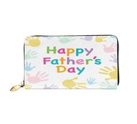 FEYUNYAN Women's Leather Long Wallet Organizer, Hand Happy Fathers Day Ladies Purse, RFID Blocking Large Capacity Checkbook Holder, Multiple Card Slots Zipper Coin Purse Leather Women's Wallets