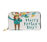 FEYUNYAN Women's Leather Long Wallet Organizer, Happy Fathers Day by Son Ladies Purse, RFID Blocking Large Capacity Checkbook Holder, Multiple Card Slots Zipper Coin Purse Leather Women's Wallets