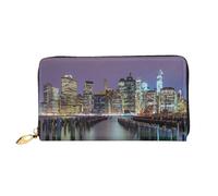 FEYUNYAN Women's Leather Long Wallet Organizer, New York City Ladies Purse, RFID Blocking Large Capacity Checkbook Holder, Multiple Card Slots Zipper Coin Purse Leather Women's Wallets