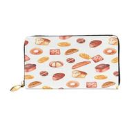 FEYUNYAN Women's Leather Long Wallet Organizer, Painted Bread Ladies Purse, RFID Blocking Large Capacity Checkbook Holder, Multiple Card Slots Zipper Coin Purse Leather Women's Wallets