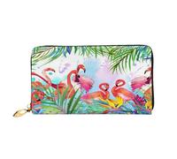FEYUNYAN Women's Leather Long Wallet Organizer, Painted Flamingo Ladies Purse, RFID Blocking Large Capacity Checkbook Holder, Multiple Card Slots Zipper Coin Purse Leather Women's Wallets