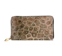 FEYUNYAN Women's Leather Long Wallet Organizer, Petoskey Stone Ladies Purse, RFID Blocking Large Capacity Checkbook Holder, Multiple Card Slots Zipper Coin Purse Leather Women's Wallets