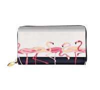 FEYUNYAN Women's Leather Long Wallet Organizer, Pink Flamingo Birds Ladies Purse, RFID Blocking Large Capacity Checkbook Holder, Multiple Card Slots Zipper Coin Purse Leather Women's Wallets