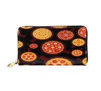 FEYUNYAN Women's Leather Long Wallet Organizer, Pizza Food Ladies Purse, RFID Blocking Large Capacity Checkbook Holder, Multiple Card Slots Zipper Coin Purse Leather Women's Wallets