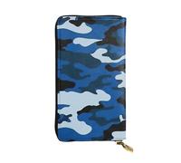 FEYUNYAN Women's Leather Wallet Organizer, RFID Blocking Checkbook Holder | Blue Camo Ladies Purse, Large Capacity, Multiple Card Slots Zipper Coin Purse Leather Women'S Wallets