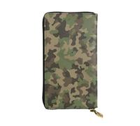 FEYUNYAN Women's Leather Wallet Organizer, RFID Blocking Checkbook Holder | Green Camo Ladies Purse, Large Capacity, Multiple Card Slots Zipper Coin Purse Leather Women'S Wallets
