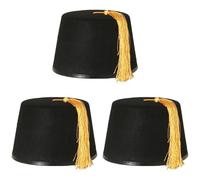 Fez Hat Black Fancy Dress Accessory Cap With Tassel Unisex Felt Hat Mens & Womens