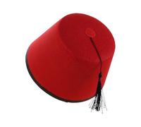 Fez Hat for Men, Breathable Red Felt Hat Costume Accessories Round Turkish Tassels Cap Universal Ottoman Felt Fez Cap Role Play Party Headwear(Red)