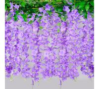 Fezaphy 3PCS Artificial Wisteria Vine Flower Garland Hanging Flower Vine，18FT Fake flower Wisteria Hanging Plant Silk Flowers for Outdoor Indoor Ceremony Wedding Arch Wall Party Garden Home Decoration