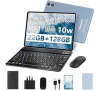 fezawio 2025 Newest 10 inch Android 14 Tablet|22GB RAM+128GB ROM|1TB Expandable|8000mAh|5G Wi-Fi|Widevine L1|Octa-Core|Keyboard-Mouse-Holster|Premium Entertainment & Light Office - Grey