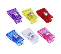 Fezf Fabric Clips, 30 Pack - Sturdy Plastic & Metal, Quilting Clips, Crochet, 6 Colors, Alternative to Pins, Lightweight