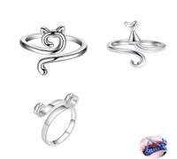 FEZTGVOFA 3 Pieces Crochet Ring, Crochet Rings Fingers, Adjustable Knitting Rings, Crochets Yarn Guide Holder, Cute Cat Finger Loop Wide Open Weaving, for DIY Craft Sweater Scarf Handicrafts