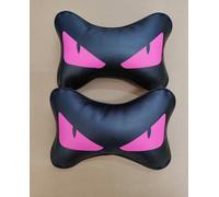 FF Eyes Car Headrest Pillows Luxury Neck Pillows x2 Set (Pink)