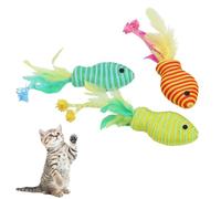 FF UNION Interactive Cat Toys, Fish-Shaped with Feathers, Multicolor 3-Pack