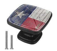 FFAFSS 4 Pcs Rustic Country Barn Wood Lone Star Texas Flag Glass Drawer Knobs Black Dresser Knobs Drawer Pulls Door Knobs Dresser Drawer Handles for Kitchen Wardrobe Cupboard Hardware Furniture