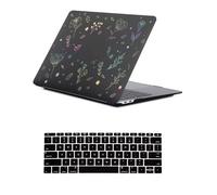 FFBOFFC Cover Compatible with MacBook Air 13 Inch 2020-2018 Model A2337 A2179 A1932 with Retina Display & Touch ID, Protective Hard Leather Case & Keyboard Cover, Dazzling Flower