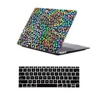 FFBOFFC Cover Compatible with MacBook Air 13 Inch 2020-2018 Model A2337 A2179 A1932 with Retina Display & Touch ID, Protective Hard Leather Case & Keyboard Cover, Black Coloured