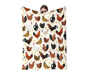 FFCrying Chicken Fleece Plush Blanket Funny Rooster Lightweight Throw for Couch Bed Room Decor Fuzzy Super Soft Blankets Gifts Kids Adults Women 50''x60''