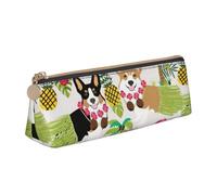 FFCVZAA Corgi Hawaiian Tropical Summer Pineapple Print Convenience Pencil Case Pen Pouch School College Office Boys Girls Study Supplies