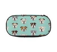 FFCVZAA English Bulldog Faces Print Fashionable Pencil Case Travel Makeup Bag School Student Essentials Toiletry Pouch