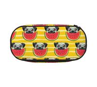 FFCVZAA Funny French Bullfighting Watermelon Print Fashionable Pencil Case Travel Makeup Bag School Student Essentials Toiletry Pouch