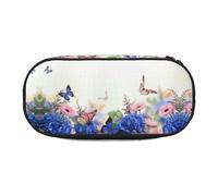 FFCVZAA Hydrangeas Daisies Butterflies Print Fashionable Pencil Case Travel Makeup Bag School Student Essentials Toiletry Pouch