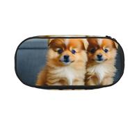 FFCVZAA Pomeranians Puppies and Point Print Fashionable Pencil Case Travel Makeup Bag School Student Essentials Toiletry Pouch
