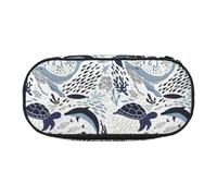 FFCVZAA Turtle Octopus Pattern Ocean Theme Print Fashionable Pencil Case Travel Makeup Bag School Student Essentials Toiletry Pouch