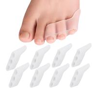 FFDASHUN Pinky Toe Straighteners - 8Pcs Toe Separators for Overlapping Toes, Bunion Corrector for Women & Men, Three-Hole Little Toe Separator