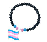 FFDHWU 1 Gender Awareness Bracelet with 1 Gender Awareness Brooch, Rainbow Bracelet, Pride Bracelet, Transgender Flag, Clothing Rainbow Pin