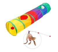 FFDHWU 1 Piece Cat Tunnel Toy With 1 Piece Cat Amusing Stick, Cat Interactive Tunnel, Folding Cat Toy, Rainbow Cat Tunnel For Kittens, Puppies, Rabbits, Hamsters