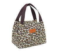 FFDHWU 1 Piece Leopard Print Lunch Box Bag, Fashionable Lunch Box Bag, Women’S Lunch Box Bag, Portable Handbag, Large Capacity Storage Bag