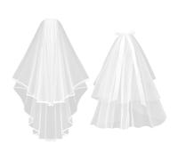 FFDHWU 1 Piece Of Double-Layer Edging Veil And 1 Piece Of Double-Layer Plain Yarn, Easy To Wear With A Hair Comb, Photo Decoration Veil, Wedding Celebration Accessories.