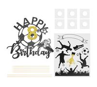 FFDHWU 1 Piece Of Eight-Year-Old Football Birthday Card And 1 Set Of Football Element Card, Creative Cake Decorations, Baking Decoration Accessories, Cake Accessories