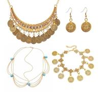 FFDHWU 1 Piece Of Tiara, 1 Piece Of Necklace, 1 Pair Of Earrings And 1 Piece Of Bracelet, Vintage Metal Jewelry, Women'S Jewelry, Party Wear Accessories