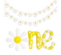 FFDHWU 1 Piece One Year Old Daisy Balloon, 1 Daisy Banner, Baby Shower Balloon Flag, Daisy Birthday Decoration, Party Background Decoration