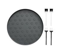 FFDHWU 1 Piece Pet Feeding Mat And 4 Pieces Soft Bristle Cleaning Brush, Waterproof Round Silicone Mat, Non-Slip Feeding Mat, Pet Supplies